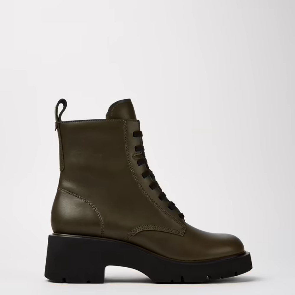 Camper Olive Lace-Up Platform Ankle Boots Milah - 38
